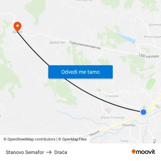 Stanovo Semafor to Drača map