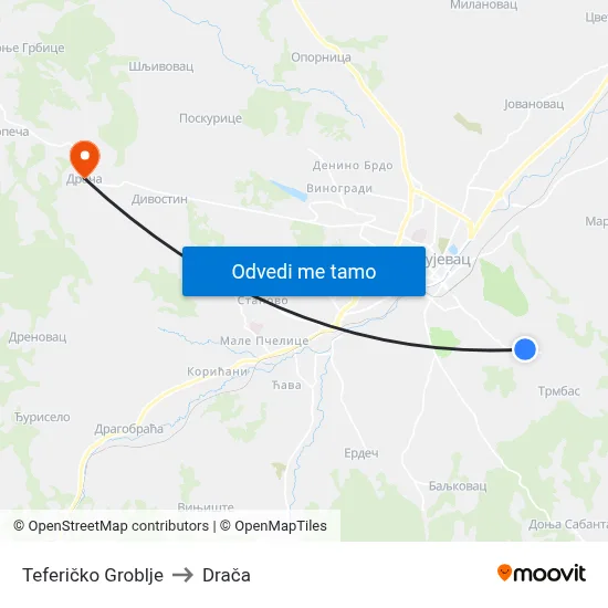 Teferičko Groblje to Drača map