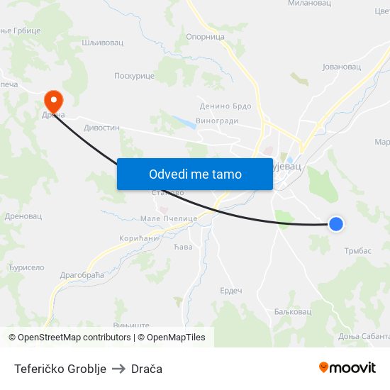 Teferičko Groblje to Drača map