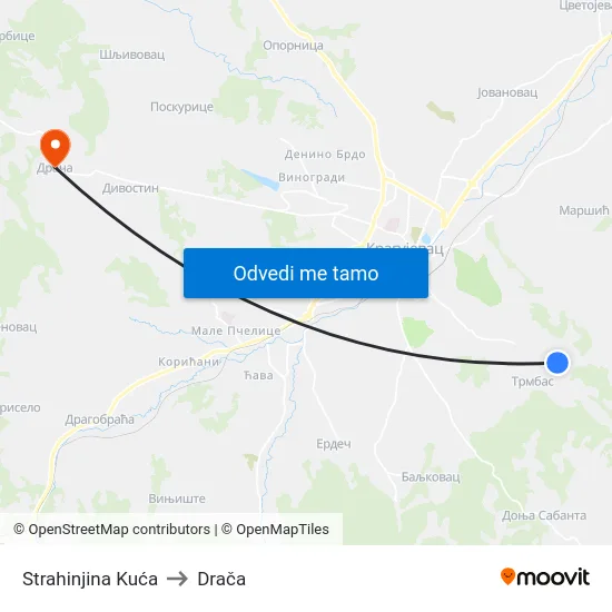 Strahinjina Kuća to Drača map