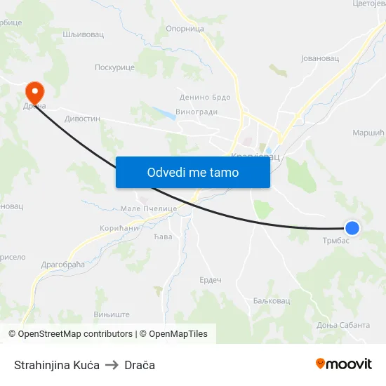Strahinjina Kuća to Drača map
