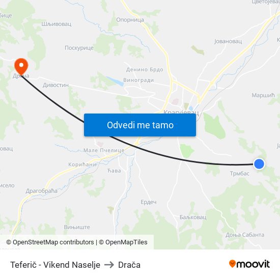 Teferič - Vikend Naselje to Drača map