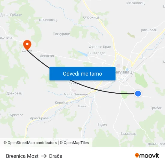 Bresnica Most to Drača map