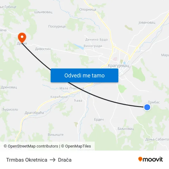 Trmbas Okretnica to Drača map