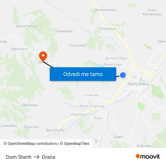 Dom Starih to Drača map