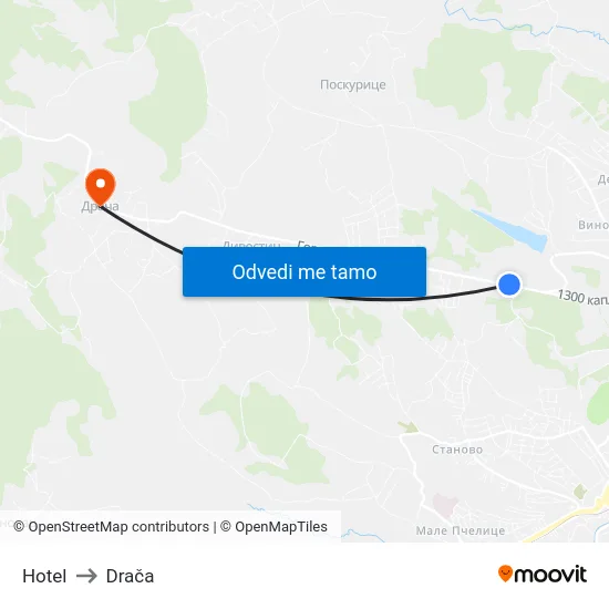 Hotel to Drača map