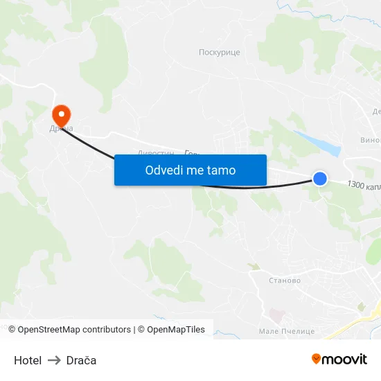 Hotel to Drača map