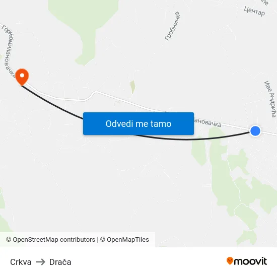 Crkva to Drača map
