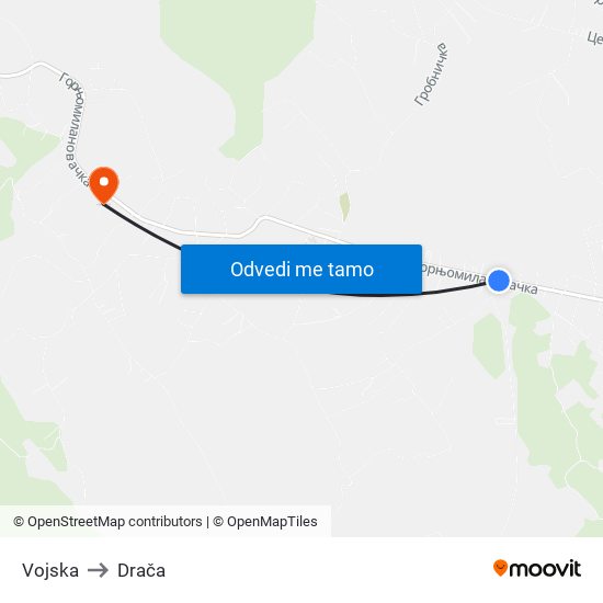 Vojska to Drača map