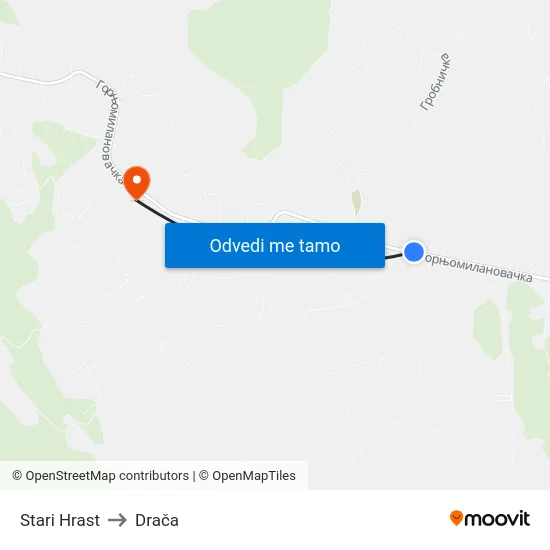 Stari Hrast to Drača map