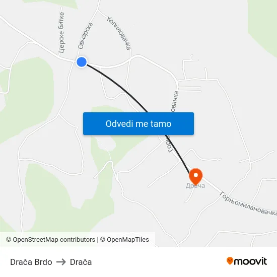 Drača Brdo to Drača map