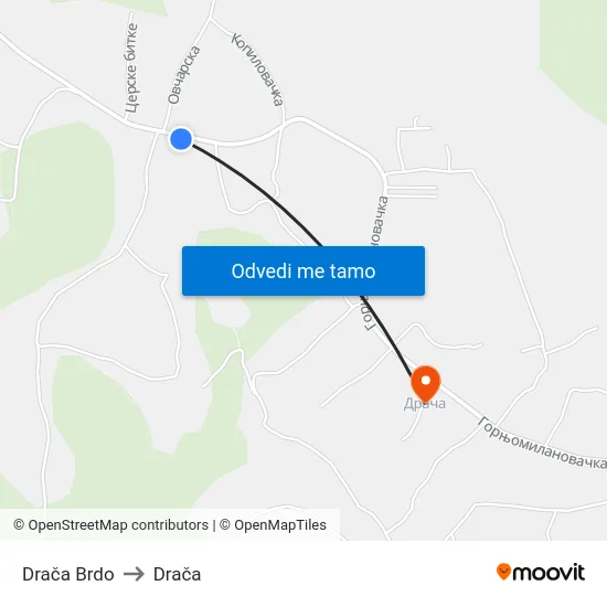 Drača Brdo to Drača map
