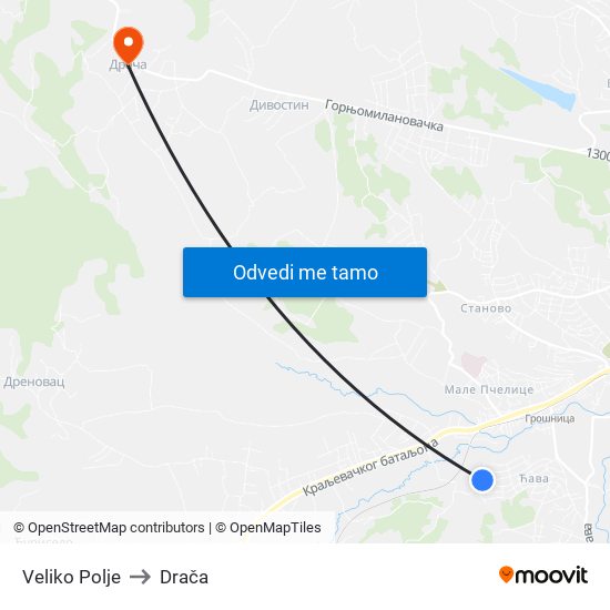 Veliko Polje to Drača map