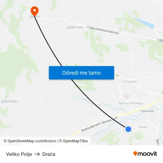 Veliko Polje to Drača map