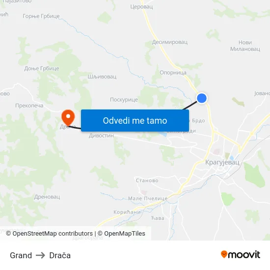 Grand to Drača map