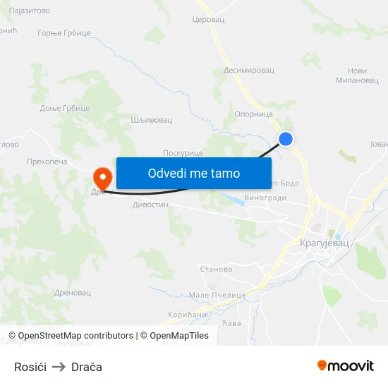 Rosići to Drača map