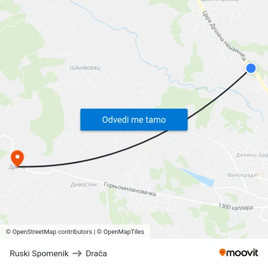 Ruski Spomenik to Drača map