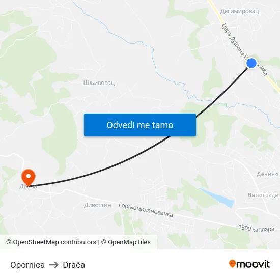 Opornica to Drača map