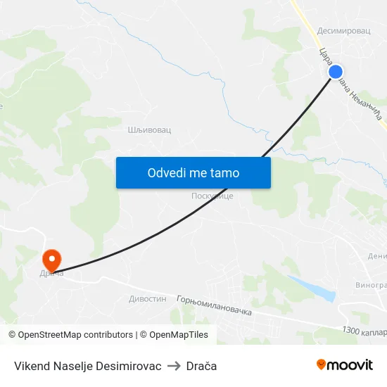 Vikend Naselje Desimirovac to Drača map