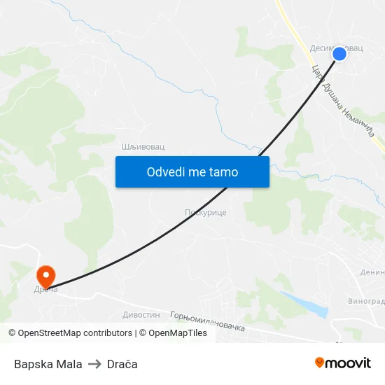 Bapska Mala to Drača map
