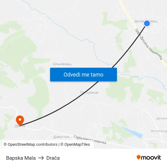 Bapska Mala to Drača map