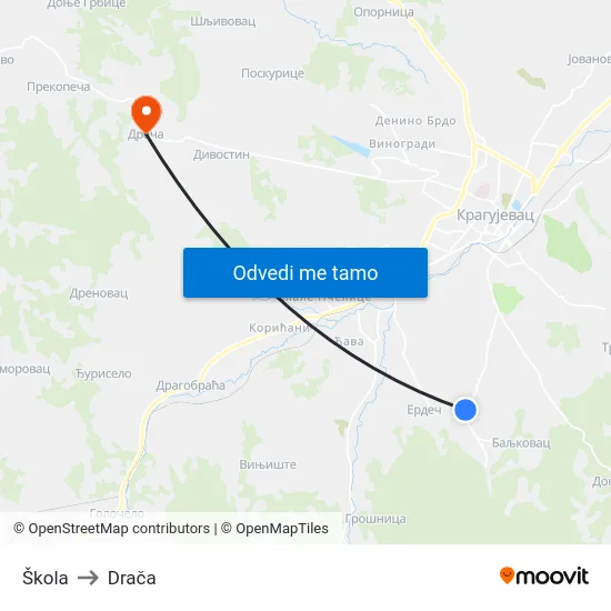 Škola to Drača map