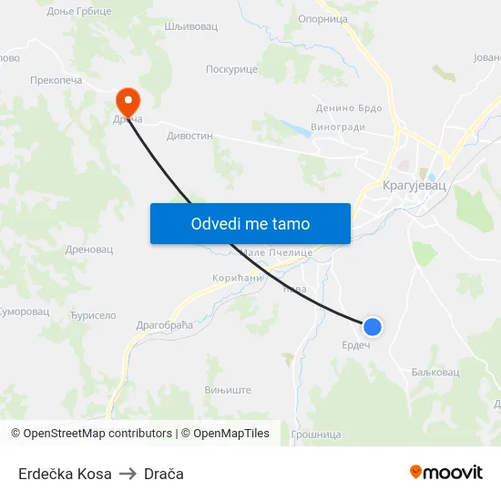 Erdečka Kosa to Drača map