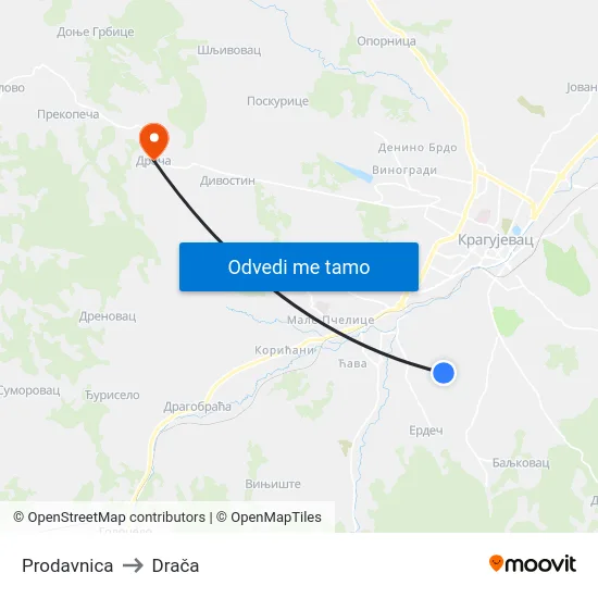Prodavnica to Drača map