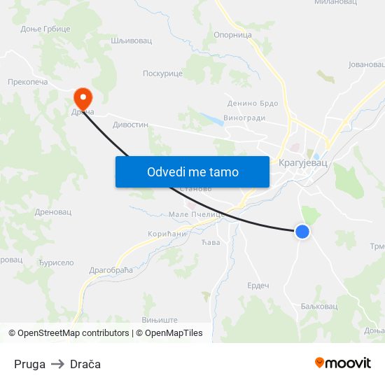 Pruga to Drača map