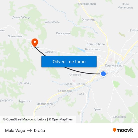 Mala Vaga to Drača map