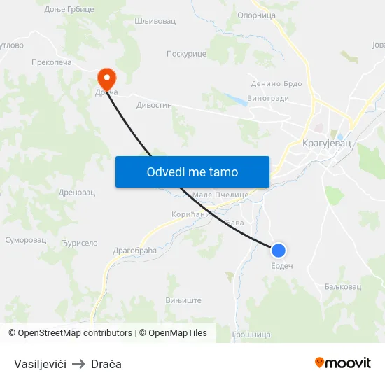 Vasiljevići to Drača map