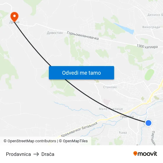 Prodavnica to Drača map
