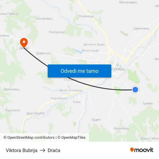 Viktora Bubnja to Drača map