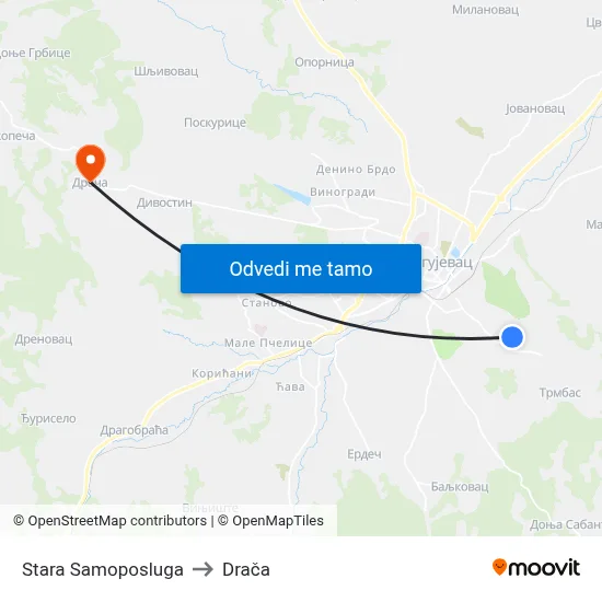 Stara Samoposluga to Drača map