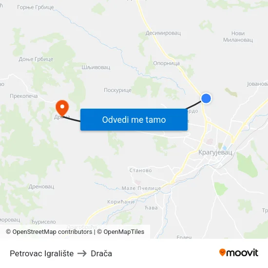 Petrovac Igralište to Drača map