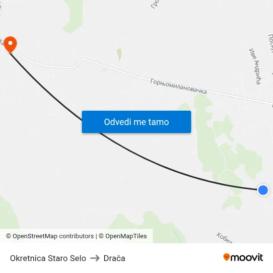 Okretnica Staro Selo to Drača map