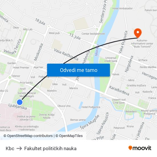 Kbc to Fakultet političkih nauka map