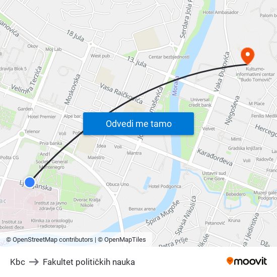 Kbc to Fakultet političkih nauka map