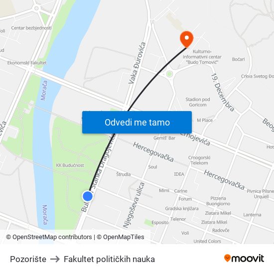 Pozorište to Fakultet političkih nauka map