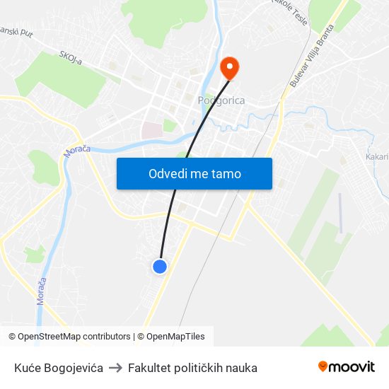 Kuće Bogojevića to Fakultet političkih nauka map