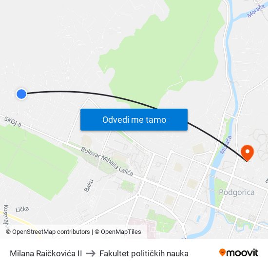 Milana Raičkovića II to Fakultet političkih nauka map