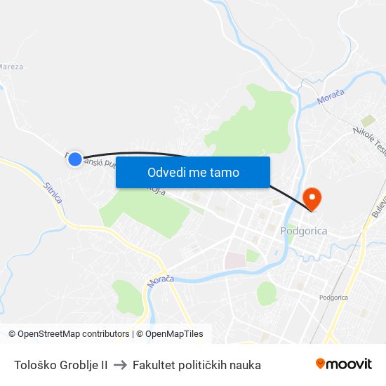 Tološko Groblje II to Fakultet političkih nauka map