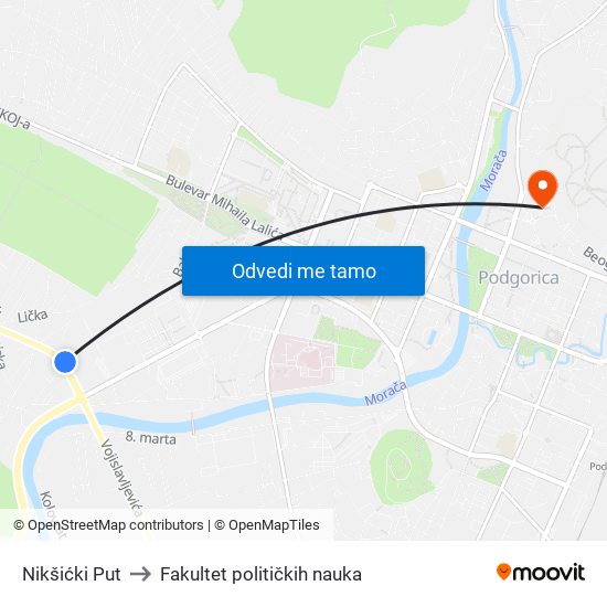 Nikšićki Put to Fakultet političkih nauka map