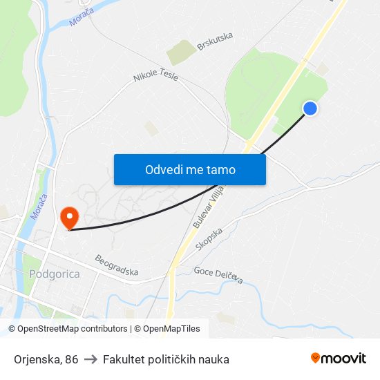 Orjenska, 86 to Fakultet političkih nauka map