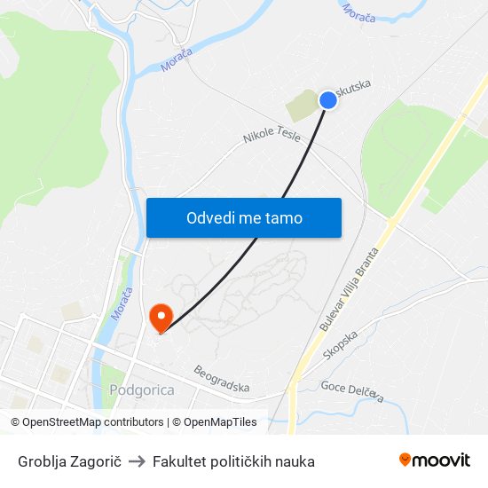 Groblja Zagorič to Fakultet političkih nauka map