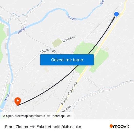 Stara Zlatica to Fakultet političkih nauka map