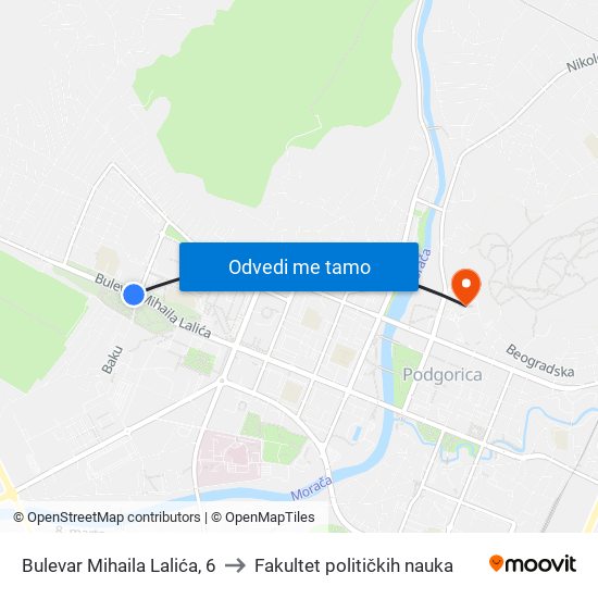 Bulevar Mihaila Lalića, 6 to Fakultet političkih nauka map