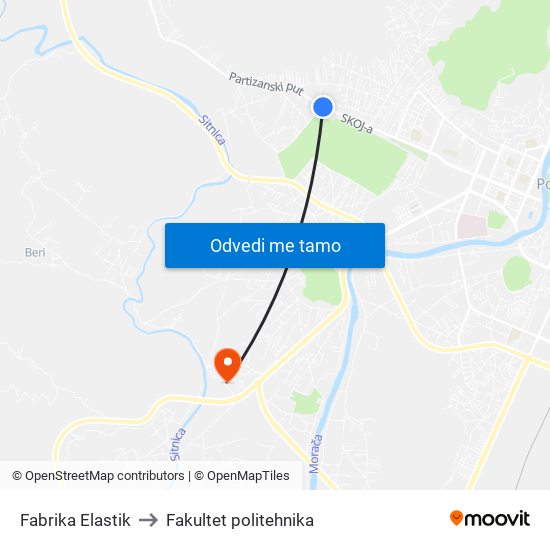 Fabrika Elastik to Fakultet politehnika map