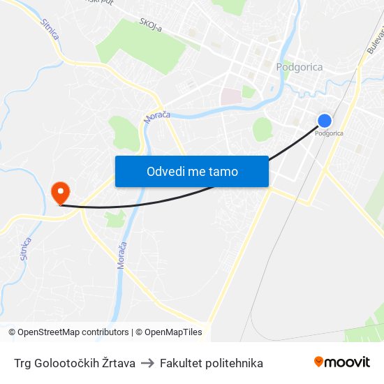Trg Golootočkih Žrtava to Fakultet politehnika map