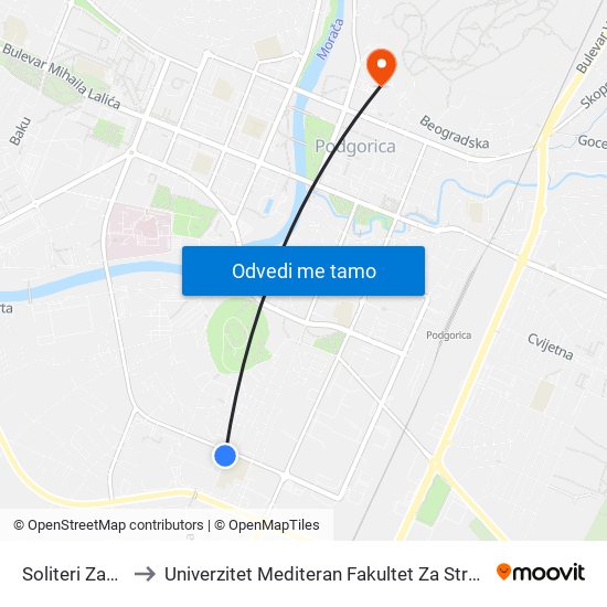 Soliteri Zabjelo to Univerzitet Mediteran Fakultet Za Strane Jezike map